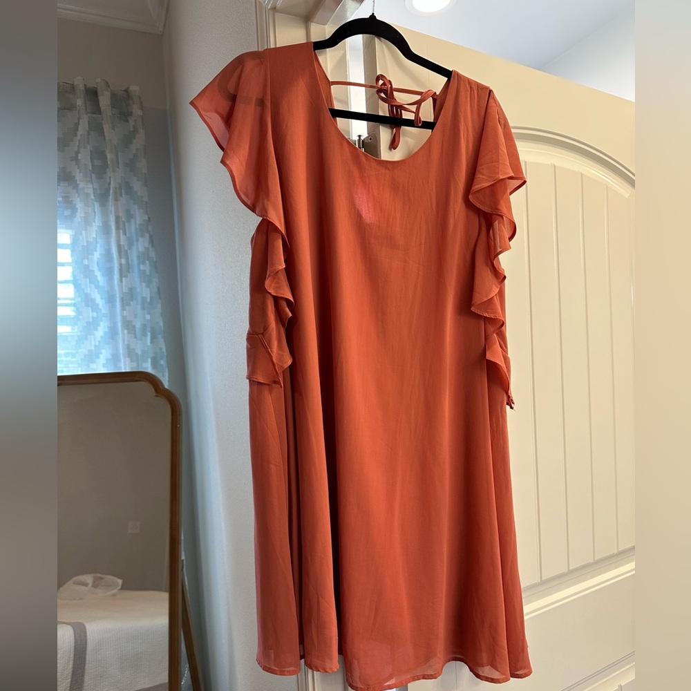 Umgee Coral Ruffled Mini Dress